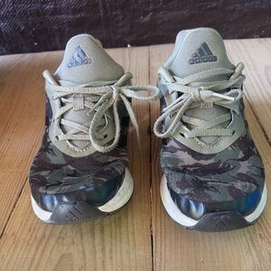 Boys’ Adidas Running Shoes Size 4.5 Camo green /black